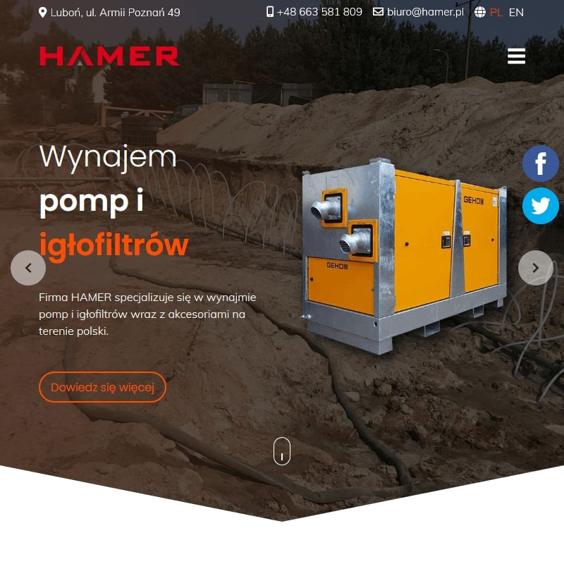 Poznań - wynajem instalacji do odwodnień