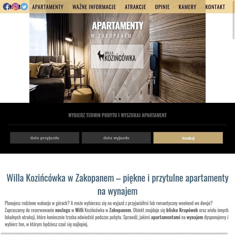 Krupówki apartamenty w Zakopanem